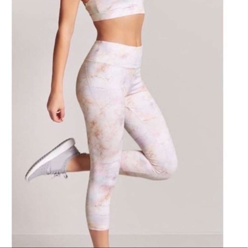 Varley Pink and White Marble Leggings S